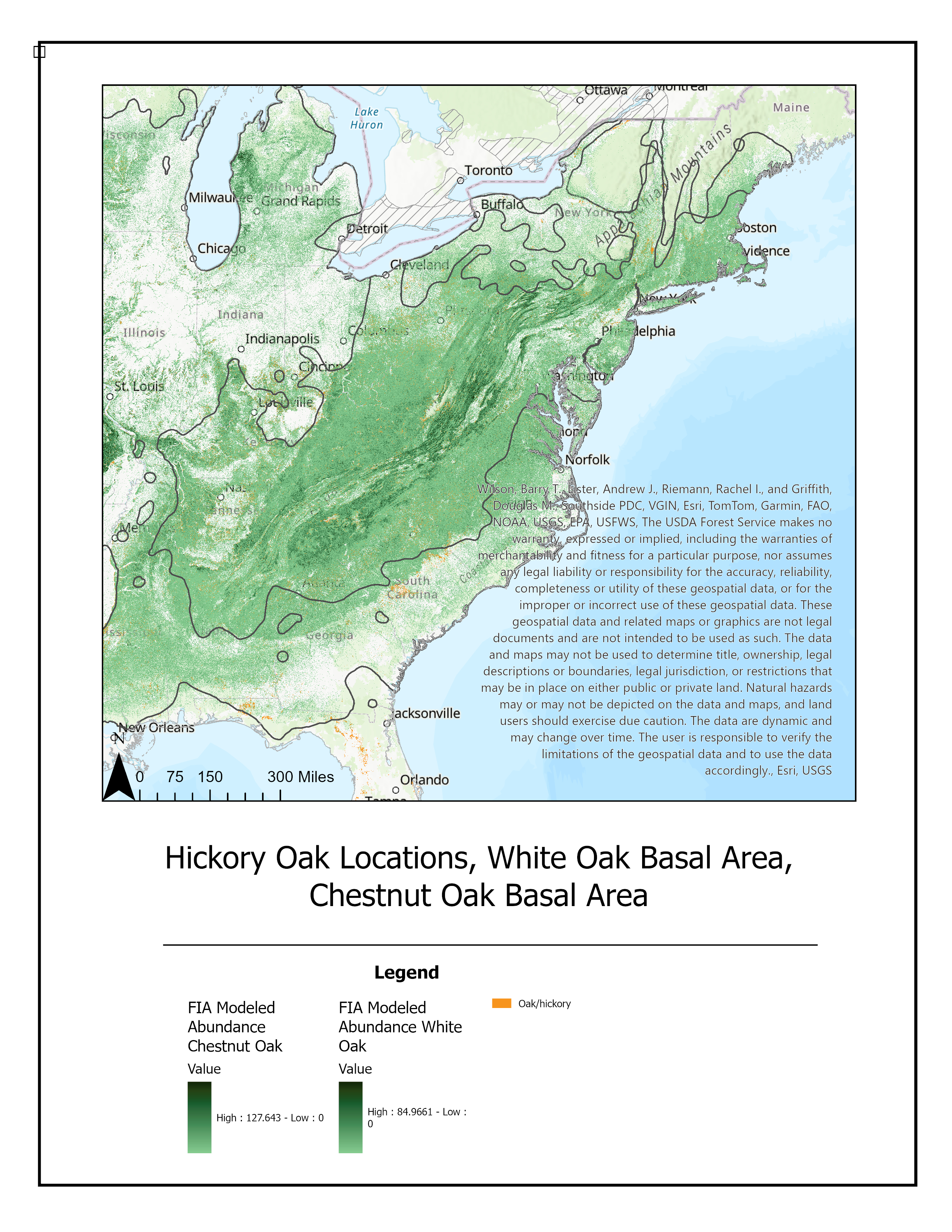 Map illustrating forests with beech removed from the mast mix.